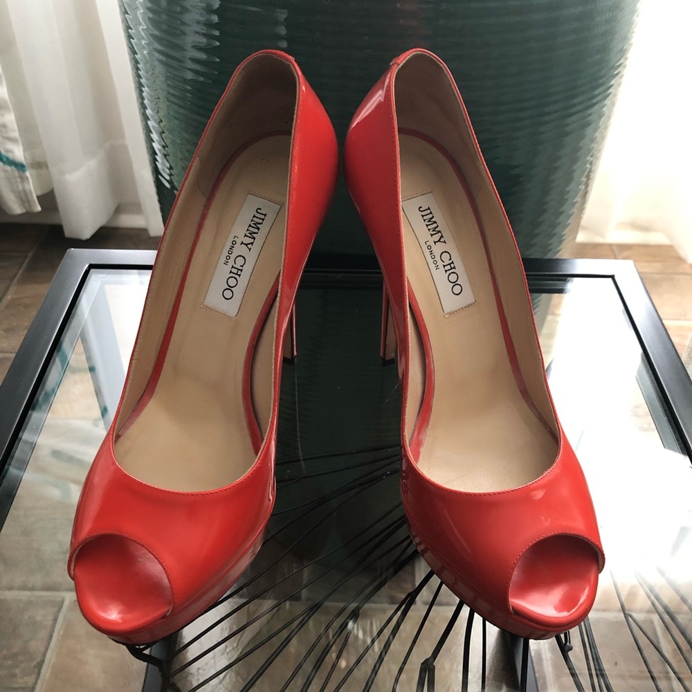 Jimmy Choo Pumps Heels Platform Shoes Peep Toe